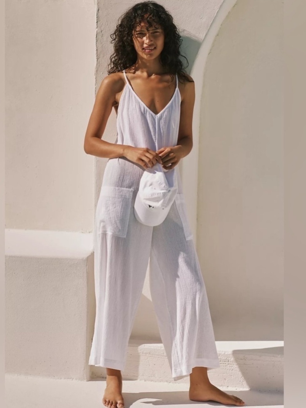 Sanctuary for Anthropologie 100% Cotton Jumpsuit Coastal Minimalist Size Small
